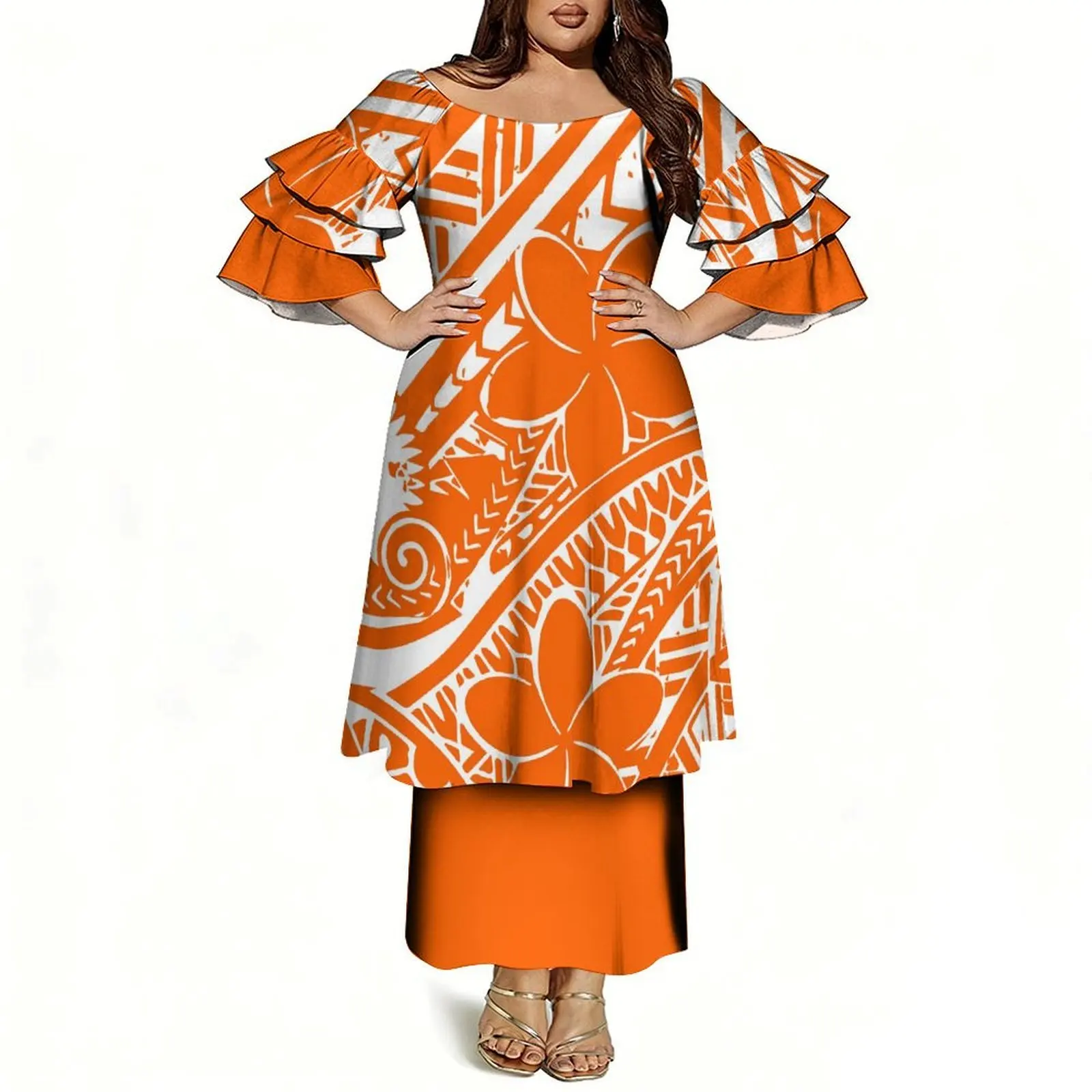 Three-Layer Sleeve Round-Neck Floral Print Custom Pattern Summer Women'S Fitted Waistset Skirt Polynesian Puletasi Dress
Three-Layer Sleeve Round-Neck Floral Print Custom Pattern Summer Women'S Fitted Waistset Skirt Polynesian Puletasi Dress