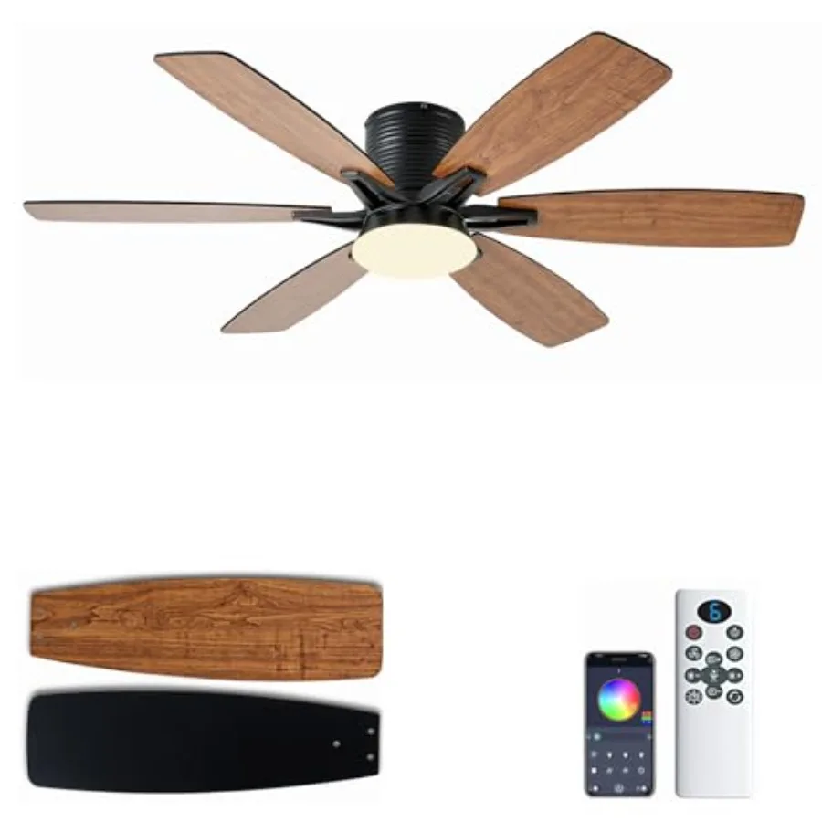 52inch Ceiling Fans with Lights and Remote/App Control, Low Profile Ceiling Fan with Light and 6 Double-Side blades, Flush Moun
52inch Ceiling Fans with Lights and Remote/App Control, Low Profile Ceiling Fan with Light and 6 Double-Side blades, Flush Moun