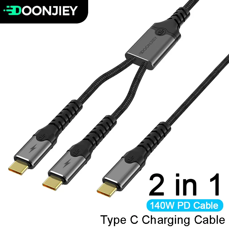 DOONJIEY 140W Cable 2-in-1 Fast Charging Data Cable PD QC USB C to Dual Type-C Wire For Laptop Tablet Samsung iPhone 17 16
DOONJIEY 140W Cable 2-in-1 Fast Charging Data Cable PD QC USB C to Dual Type-C Wire For Laptop Tablet Samsung iPhone 17 16