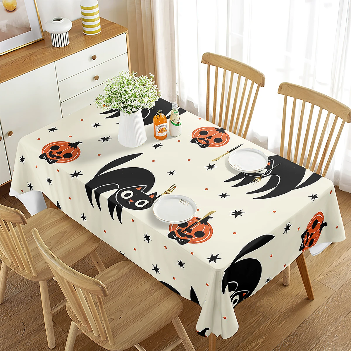Pumpkin Tablecloth Pumpkin Lantern Black Cat Pattern Table Cover Rectangle for Kitchen Dining Room Halloween Home Decoration
Pumpkin Tablecloth Pumpkin Lantern Black Cat Pattern Table Cover Rectangle for Kitchen Dining Room Halloween Home Decoration