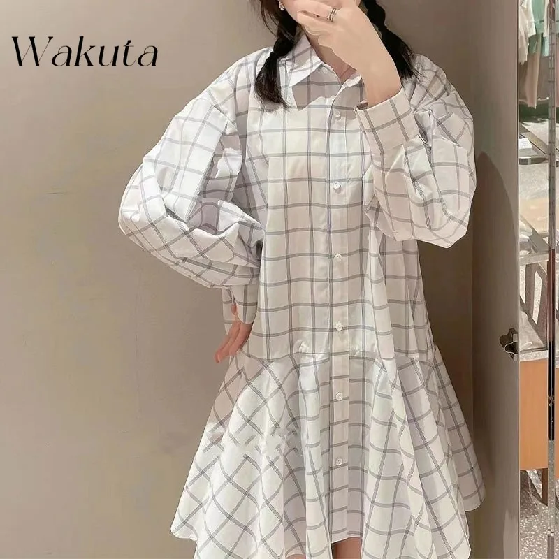 WAKUTA Ранняя весна и лето японское милое однотонное платье в стиле рубашки Vestidos простое платье в студенческом стиле с лацканами и длинными рукавами «рыбий хвост»
WAKUTA Ранняя весна и лето японское милое однотонное платье в стиле рубашки Vestidos простое платье в студенческом стиле с лацканами и длинными рукавами «рыбий хвост»