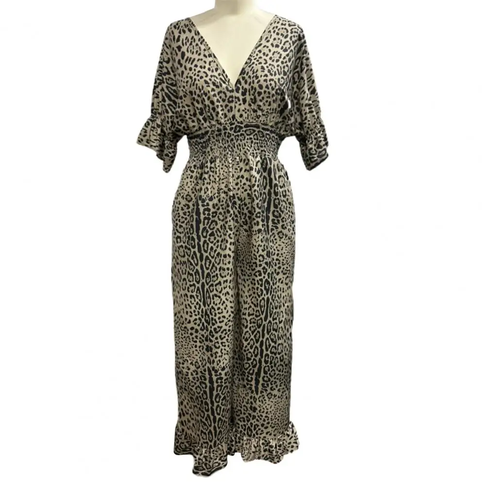 Ruffle Patchwork Jumpsuit Leopard Print Wide Leg Jumpsuit with V Neck Ruffle Detail Stylish Women's High Waist Commute for A
Ruffle Patchwork Jumpsuit Leopard Print Wide Leg Jumpsuit with V Neck Ruffle Detail Stylish Women's High Waist Commute for A