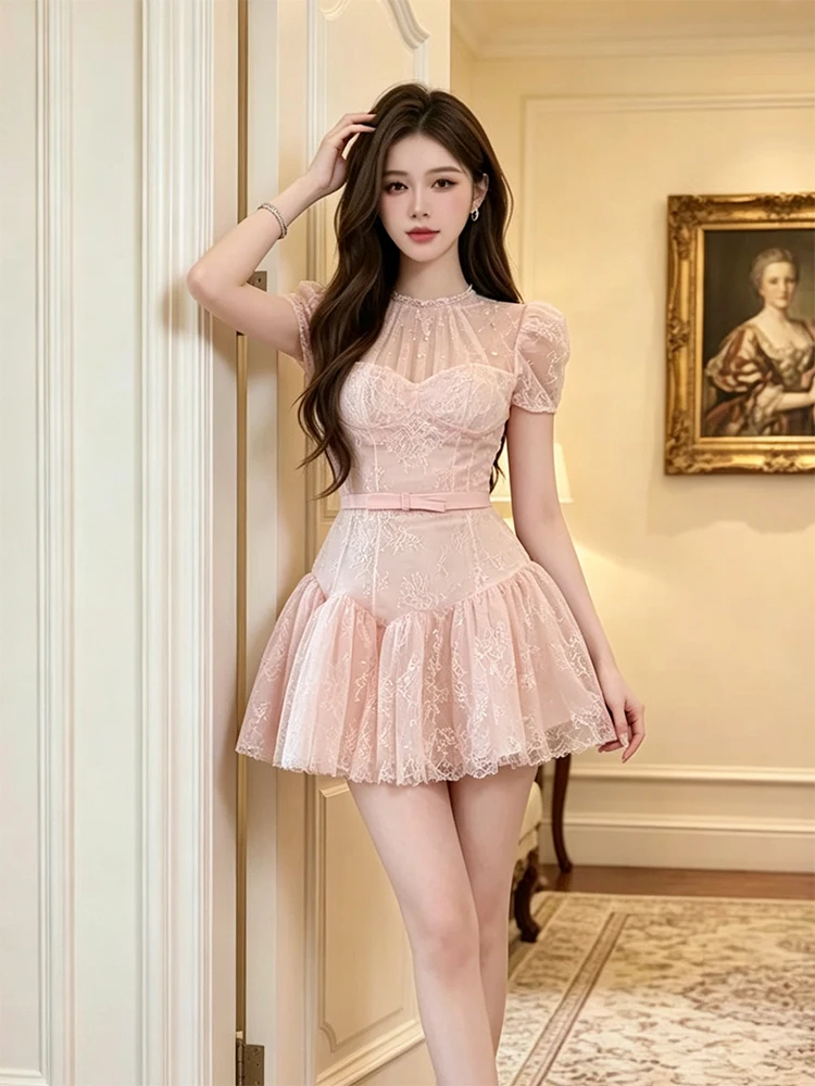 Elegant Heavy-Lace Bubble-Sleeve Dress Women's High-End Sensation Waist-Cinching Slimming Fluffy Skirt French Style
Elegant Heavy-Lace Bubble-Sleeve Dress Women's High-End Sensation Waist-Cinching Slimming Fluffy Skirt French Style