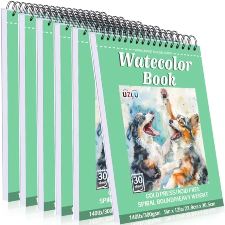 6 Pack Watercolor Paper Pad, ch Water Color Paper, 140lb/300gsm, Cold Press, Acid-Free, 180 Sheets Spiral Bound Watercolor Pape
6 Pack Watercolor Paper Pad, ch Water Color Paper, 140lb/300gsm, Cold Press, Acid-Free, 180 Sheets Spiral Bound Watercolor Pape