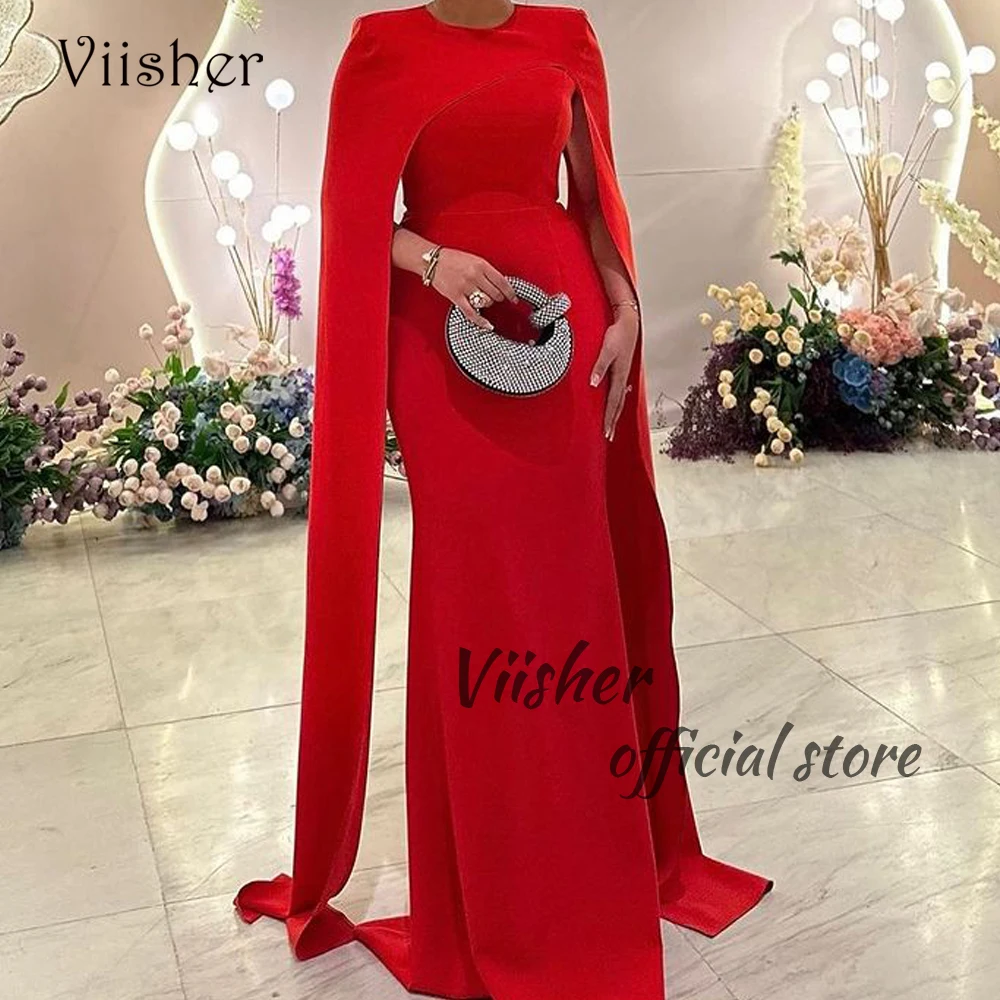 Red Satin Mermaid Evening Dresses with Cape O Neck Arabian Dubai Formal Prom Dress Floor Length Evening Gowns
Red Satin Mermaid Evening Dresses with Cape O Neck Arabian Dubai Formal Prom Dress Floor Length Evening Gowns