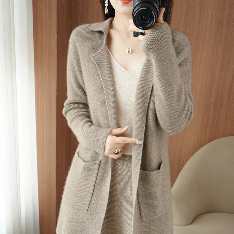 23 Autumn Winter New 100% Cashmere Coat Women's Long Sweater Loose Knitted Pure Full Sleeve Cardigan
23 Autumn Winter New 100% Cashmere Coat Women's Long Sweater Loose Knitted Pure Full Sleeve Cardigan