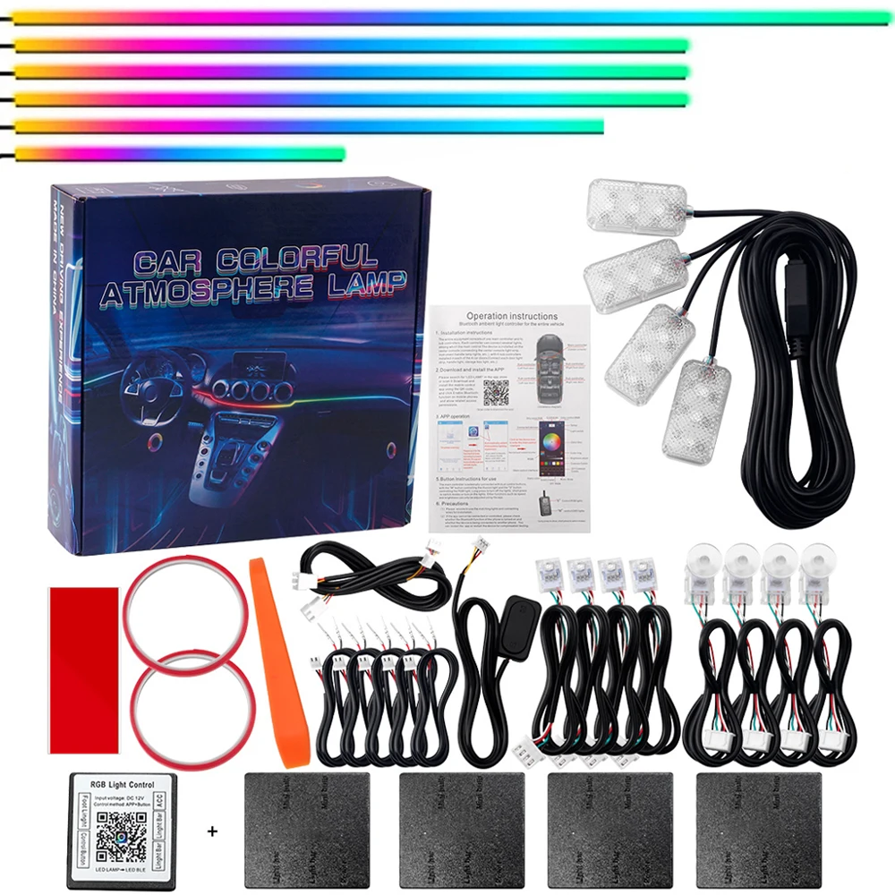 18 in 1 Led Car Ambient Lights 213 64 Color RGB Symphony Streamer Bluetooth Rainbow Interior Acrylic Strips Atmosphere Lamp Kit
18 in 1 Led Car Ambient Lights 213 64 Color RGB Symphony Streamer Bluetooth Rainbow Interior Acrylic Strips Atmosphere Lamp Kit