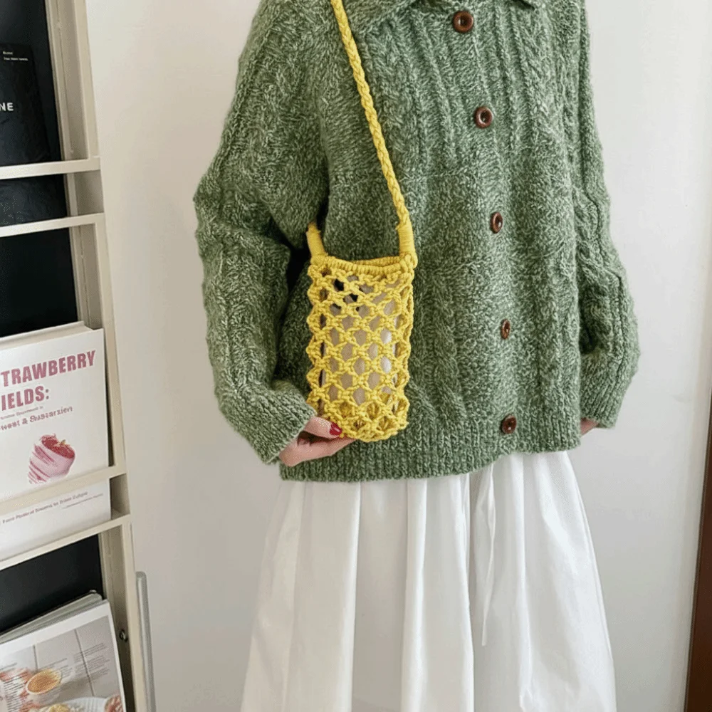 Cute Mini Weave Crossbody Bag Hollow out Korean Style Crochet Phone Bag Square Handbag Knitted Messenger Bag Ladies/Girls
Cute Mini Weave Crossbody Bag Hollow out Korean Style Crochet Phone Bag Square Handbag Knitted Messenger Bag Ladies/Girls