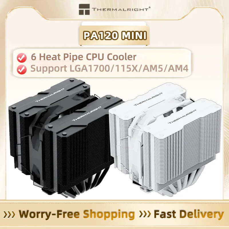 Thermalright PA120 MINI 6 тепловых трубок, двухбашенный 4-контактный ШИМ-кулер для процессора LGA1700/115X/2011/AM4/AM5 Mini ITX, воздушное охлаждение корпуса
Thermalright PA120 MINI 6 тепловых трубок, двухбашенный 4-контактный ШИМ-кулер для процессора LGA1700/115X/2011/AM4/AM5 Mini ITX, воздушное охлаждение корпуса