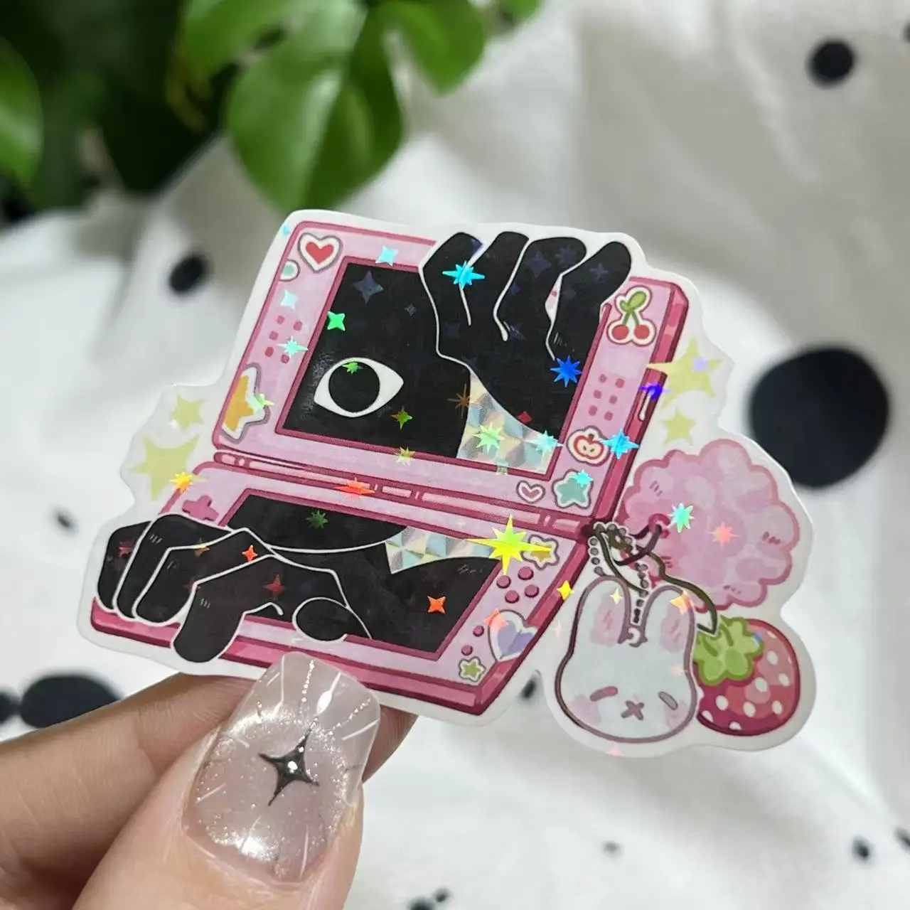 3Pcs/Set Holographic Pink Y2K Retro Game Vinyl Decal, Cute Strawberry Rabbit Sticker for Car Window Laptop
3Pcs/Set Holographic Pink Y2K Retro Game Vinyl Decal, Cute Strawberry Rabbit Sticker for Car Window Laptop