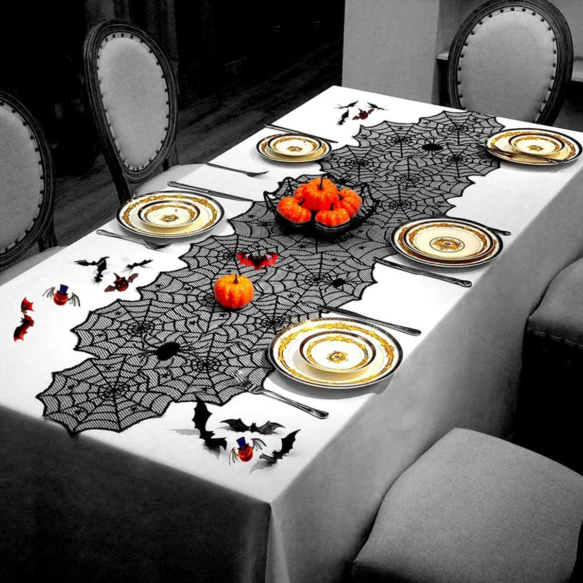 1pc Black Spiderweb Table Runner/Tablecloth For Halloween Horror Party, Dining Table, Fireplace Decoration
1pc Black Spiderweb Table Runner/Tablecloth For Halloween Horror Party, Dining Table, Fireplace Decoration
