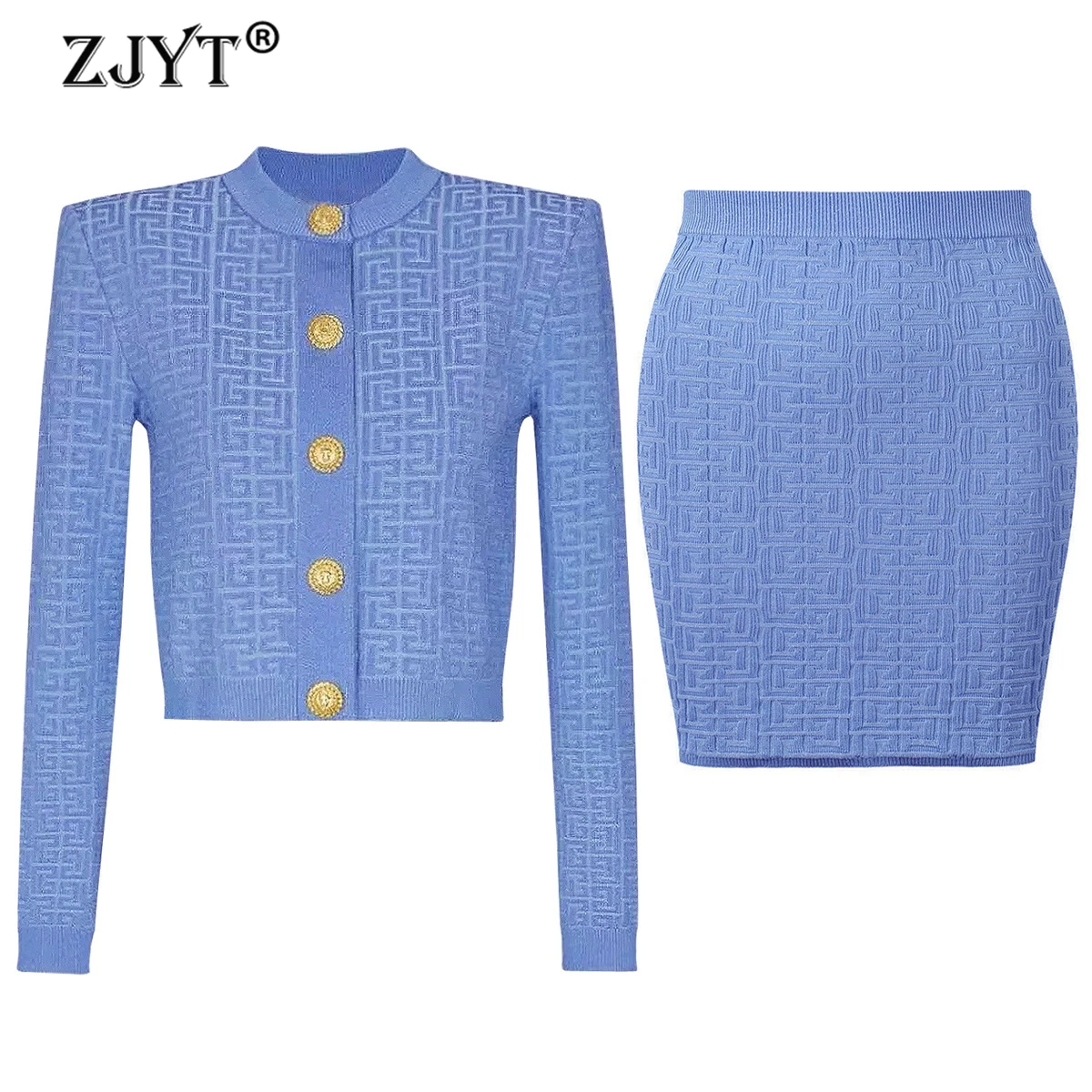 ZJYT Women's Spring Long Sleeve Knitted Cardigan Sweater Top and Skirt Set Elegant Vintage Blue Two-Piece Outfit Party 2025 New
ZJYT Women's Spring Long Sleeve Knitted Cardigan Sweater Top and Skirt Set Elegant Vintage Blue Two-Piece Outfit Party 2025 New