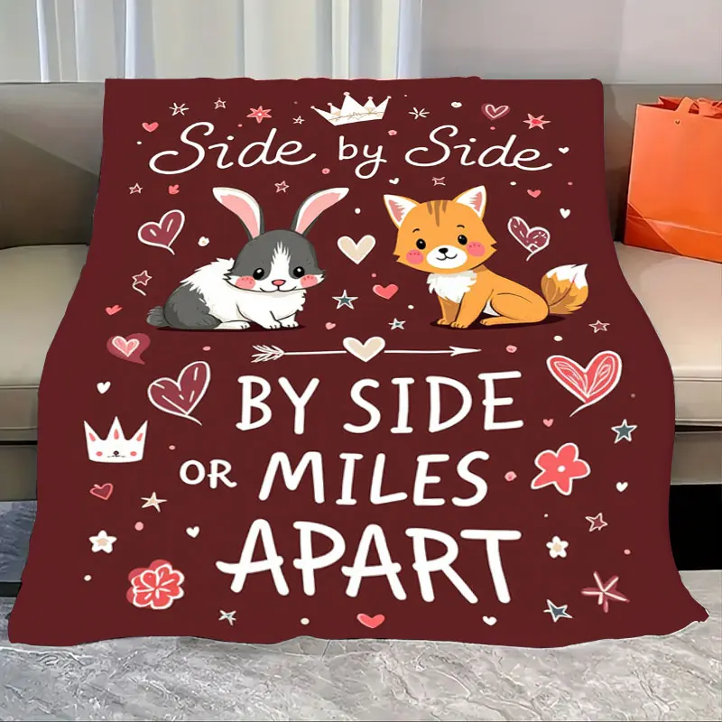 1pc Flannel Blanket "Side by Side or Miles Apart - Cute Animal Print Blanket for Cozy Nights" 
1pc Flannel Blanket "Side by Side or Miles Apart - Cute Animal Print Blanket for Cozy Nights"