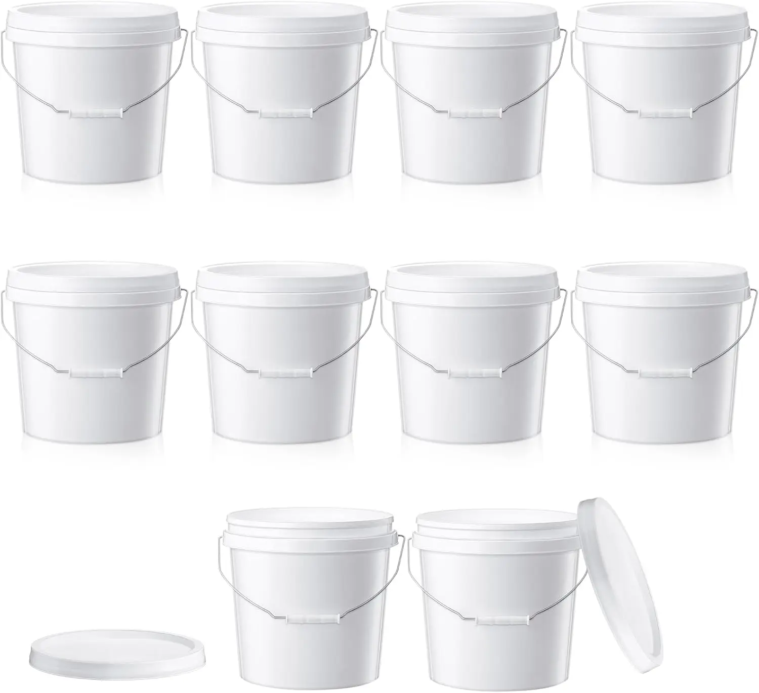 10-Pack Heavy Duty 2 Gallon Plastic Buckets with Lids and Handles for Home Storage and Cleaning, White
10-Pack Heavy Duty 2 Gallon Plastic Buckets with Lids and Handles for Home Storage and Cleaning, White