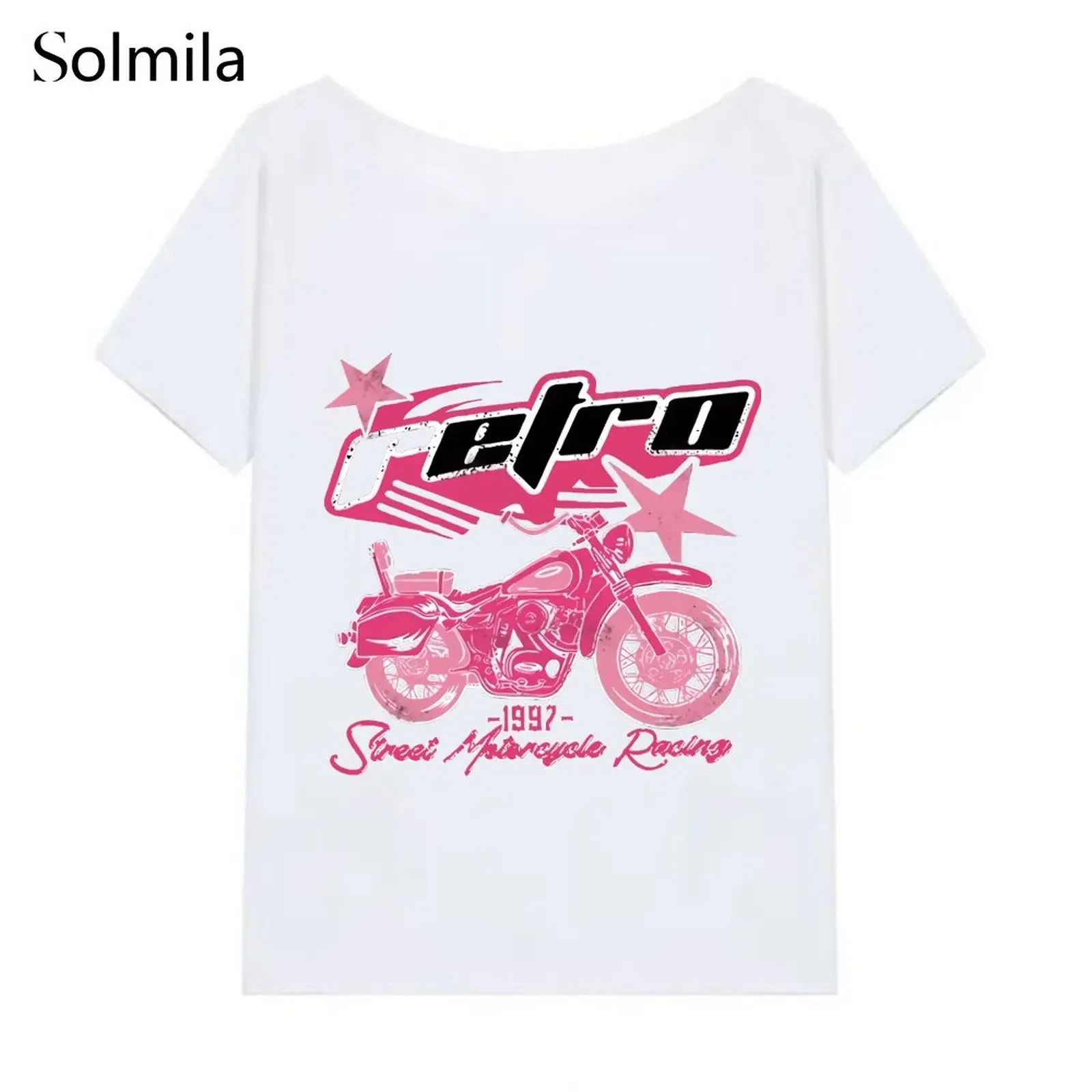 Women's Korean Sexy Off Shoulders Short Sleeve T-Shirts Fashion Casual Graffiti Letters Tops Summer For Club & Daily Wear 2025
Women's Korean Sexy Off Shoulders Short Sleeve T-Shirts Fashion Casual Graffiti Letters Tops Summer For Club & Daily Wear 2025
