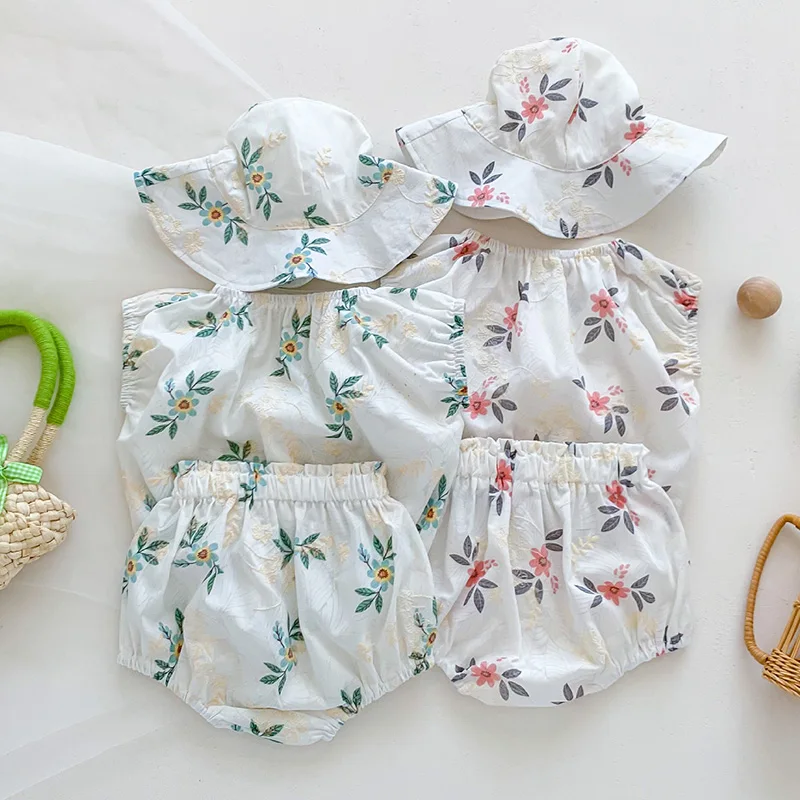 Summer Children Clothes Sleeveless Cotton Printed T-shirt+PP Shorts+Hat Suit Infant Baby Girls Clothing Set
Summer Children Clothes Sleeveless Cotton Printed T-shirt+PP Shorts+Hat Suit Infant Baby Girls Clothing Set