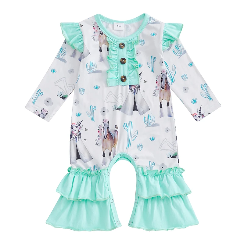 Baby Girl Fall Jumpsuit Ruffled Cowgirl Print Button Long Sleeve Round Neck Adorable Romper
Baby Girl Fall Jumpsuit Ruffled Cowgirl Print Button Long Sleeve Round Neck Adorable Romper