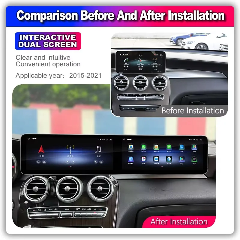 Двойной экран 12,3 дюйма для Benz C Glc Ntg 5,0 5,5 6,0 2016-2022, обновленное интерактивное Android 13 Carplay Gps 4g мультимедийное видеорадио
Двойной экран 12,3 дюйма для Benz C Glc Ntg 5,0 5,5 6,0 2016-2022, обновленное интерактивное Android 13 Carplay Gps 4g мультимедийное видеорадио