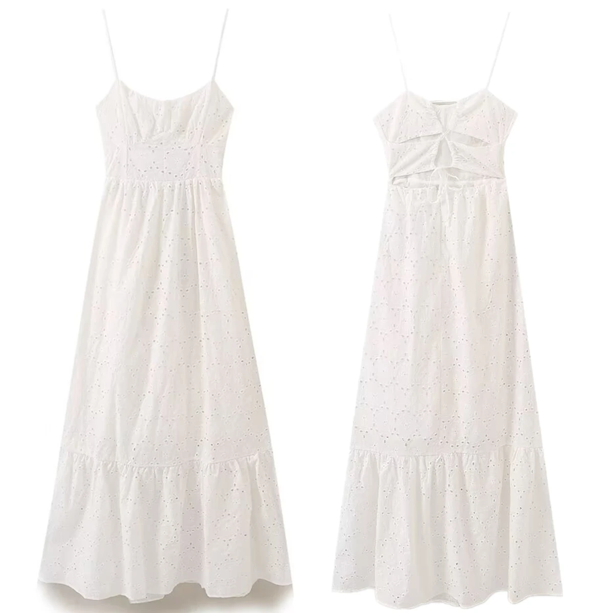 Dave&Di French Minimalist White Strapless Dress Women Embroidered Hollow Out Midi Summer Dress Vestidos
Dave&Di French Minimalist White Strapless Dress Women Embroidered Hollow Out Midi Summer Dress Vestidos