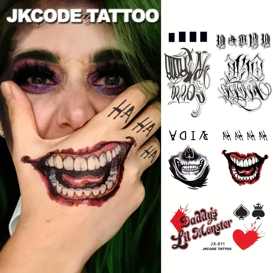 Halloween Tattoo Set Cool Style Men's Hand Tattoo Music Festival Rock Graffiti Letters Dark Style Rock Cosplay Halloween Hand Neck Shoulder Leg Tattoo
Halloween Tattoo Set Cool Style Men's Hand Tattoo Music Festival Rock Graffiti Letters Dark Style Rock Cosplay Halloween Hand Neck Shoulder Leg Tattoo