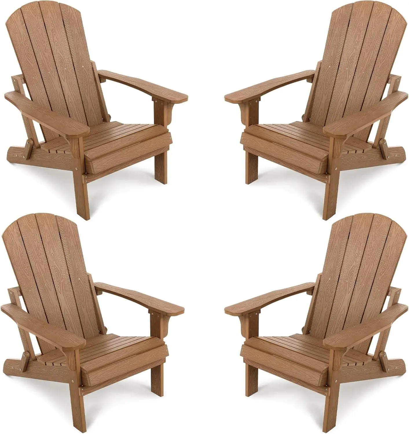 Folding All-Weather Adirondack Chairs Set of 4, 400 lbs Support, Fire Pit Chairs, Outdoor Adirondack Chair, Plastic Chair, Teak
Folding All-Weather Adirondack Chairs Set of 4, 400 lbs Support, Fire Pit Chairs, Outdoor Adirondack Chair, Plastic Chair, Teak