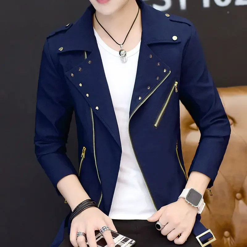Men's Personality Jacket Rivet Youth Thin Gown Short 2024 Spring and Autumn Clothes Slim Coat ZL469
Men's Personality Jacket Rivet Youth Thin Gown Short 2024 Spring and Autumn Clothes Slim Coat ZL469