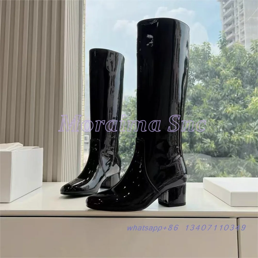 Patent Leather Round Toe Knee High Boots Block Chunky Heel Slip On Sexy Black Fashion New Women's Long Boots Autumn Winter 2025
Patent Leather Round Toe Knee High Boots Block Chunky Heel Slip On Sexy Black Fashion New Women's Long Boots Autumn Winter 2025