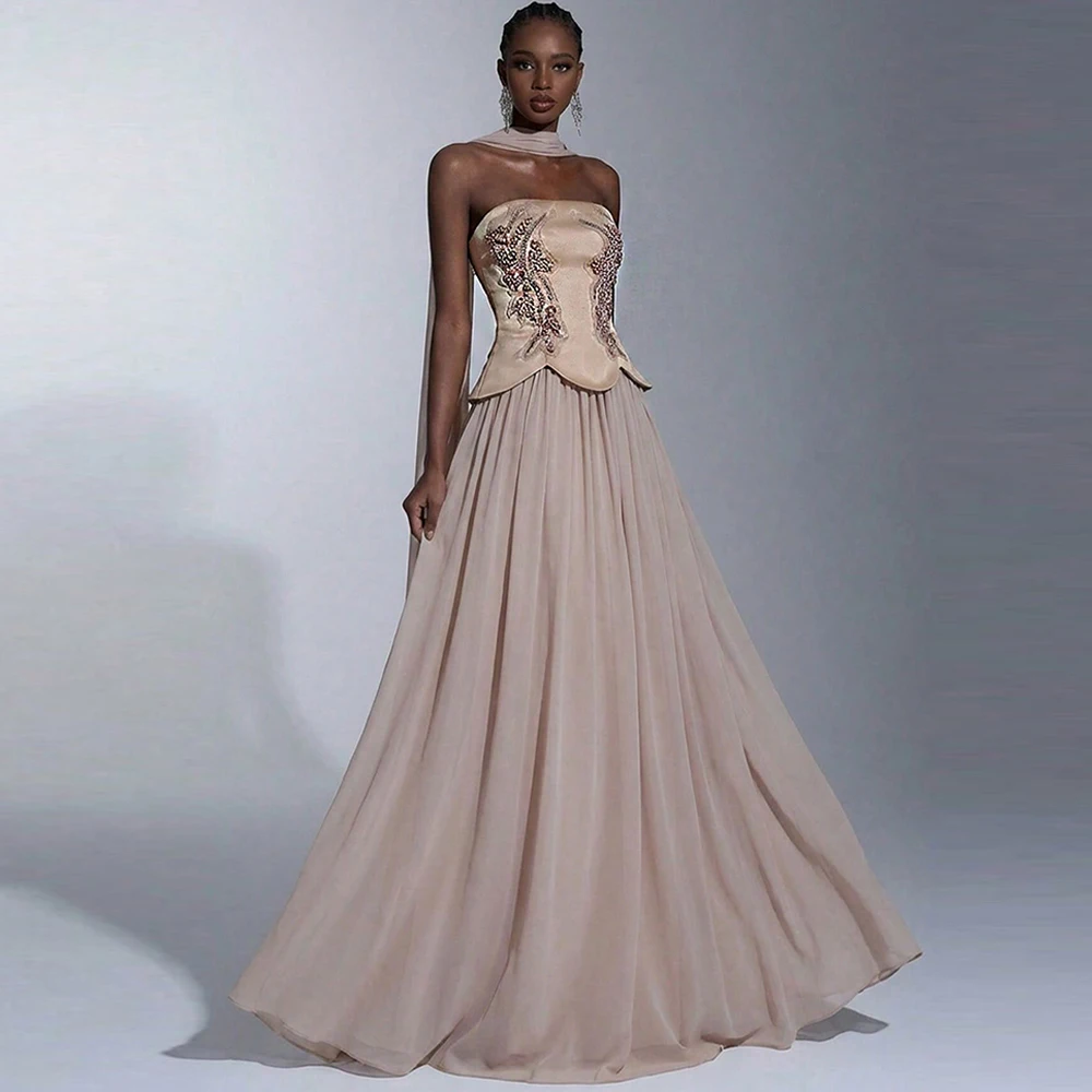 Изысканное шифоновое вечернее платье с нежными аппликациями, шлейфом, платье для знаменитостей, роскошное без бретелек, на заказ, для вечеринок
Изысканное шифоновое вечернее платье с нежными аппликациями, шлейфом, платье для знаменитостей, роскошное без бретелек, на заказ, для вечеринок