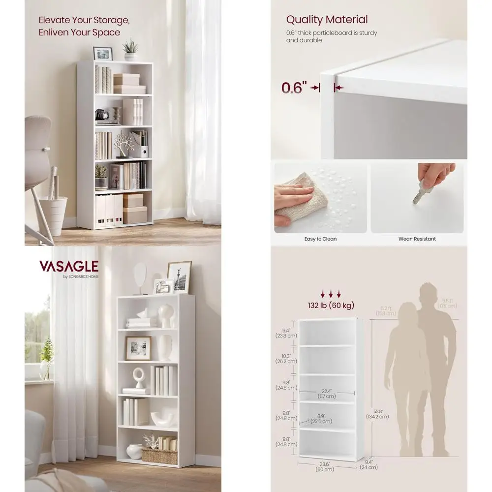 5-уровневый открытый книжный шкаф, 9,4x23,6x52,8 дюймов, цвет облачно-белый, подходит для гостиной, домашнего офиса, столовой
5-уровневый открытый книжный шкаф, 9,4x23,6x52,8 дюймов, цвет облачно-белый, подходит для гостиной, домашнего офиса, столовой