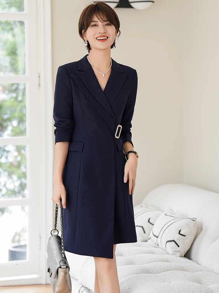 Zhang Qing Blue Suit Dr Women's Spring New Belted Long Sve Profional OL Commute Workwear A-Line Skirt Polyester
Zhang Qing Blue Suit Dr Women's Spring New Belted Long Sve Profional OL Commute Workwear A-Line Skirt Polyester