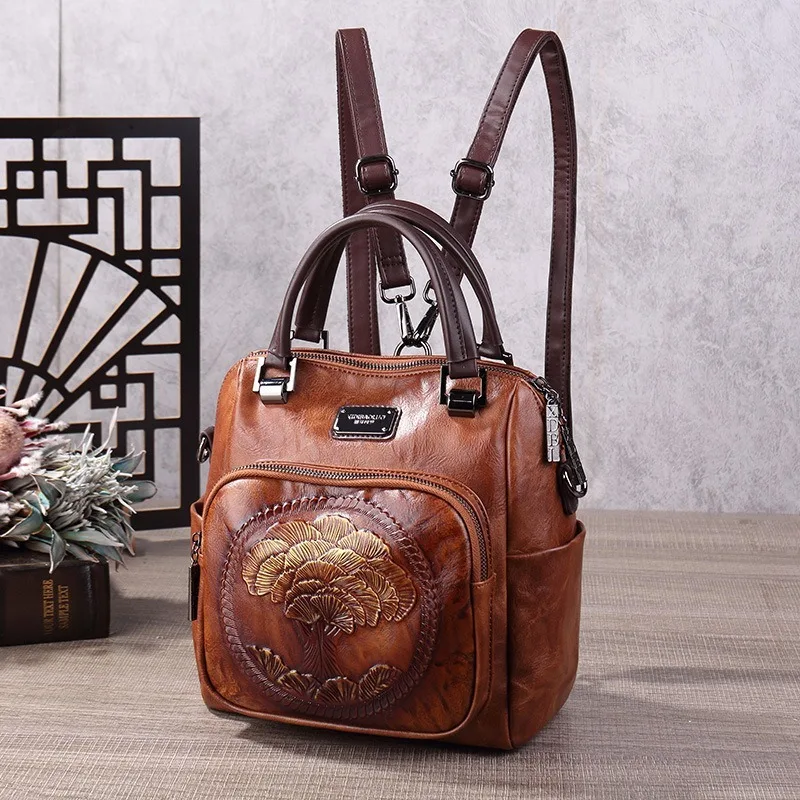 Johnature Vintage Handmade Embossed Backpack 2026 New Multi-purpose And Versatile Large Capacity Women's Bag
Johnature Vintage Handmade Embossed Backpack 2026 New Multi-purpose And Versatile Large Capacity Women's Bag