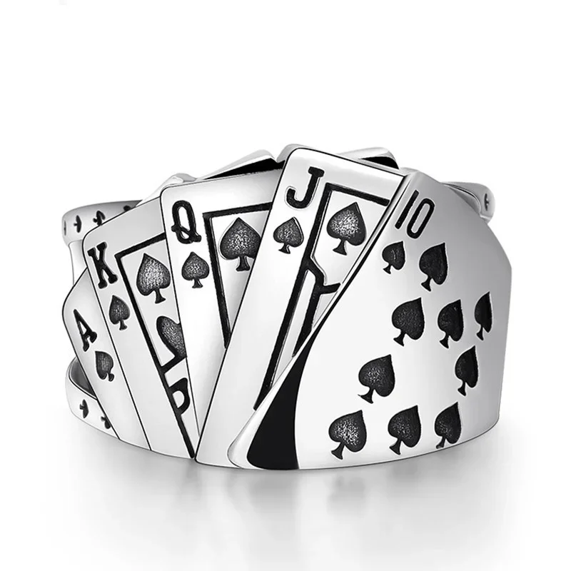 Poker Ring Solid Silver Plated Rock Punk Rings For Men Women Black Signet Jewelry Adjustable Hiphop Rings
Poker Ring Solid Silver Plated Rock Punk Rings For Men Women Black Signet Jewelry Adjustable Hiphop Rings