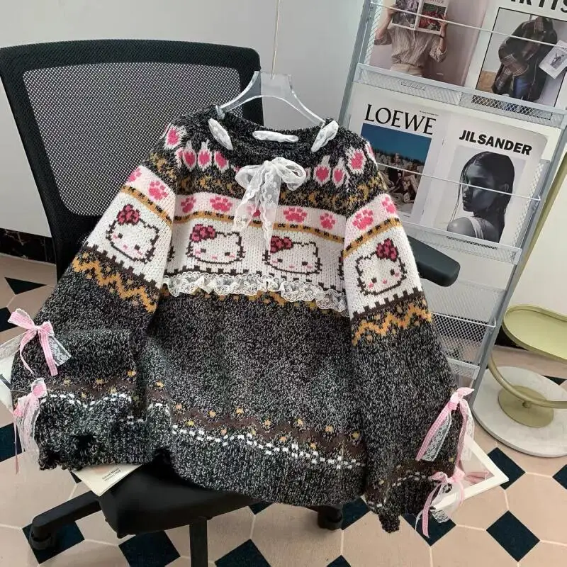 Sanrio HelloKitty Girl cotton Kawaii Anime Fashion Student Casual Long-Sleeved Spring and Autumn Sweater Round neck New top Hot
Sanrio HelloKitty Girl cotton Kawaii Anime Fashion Student Casual Long-Sleeved Spring and Autumn Sweater Round neck New top Hot