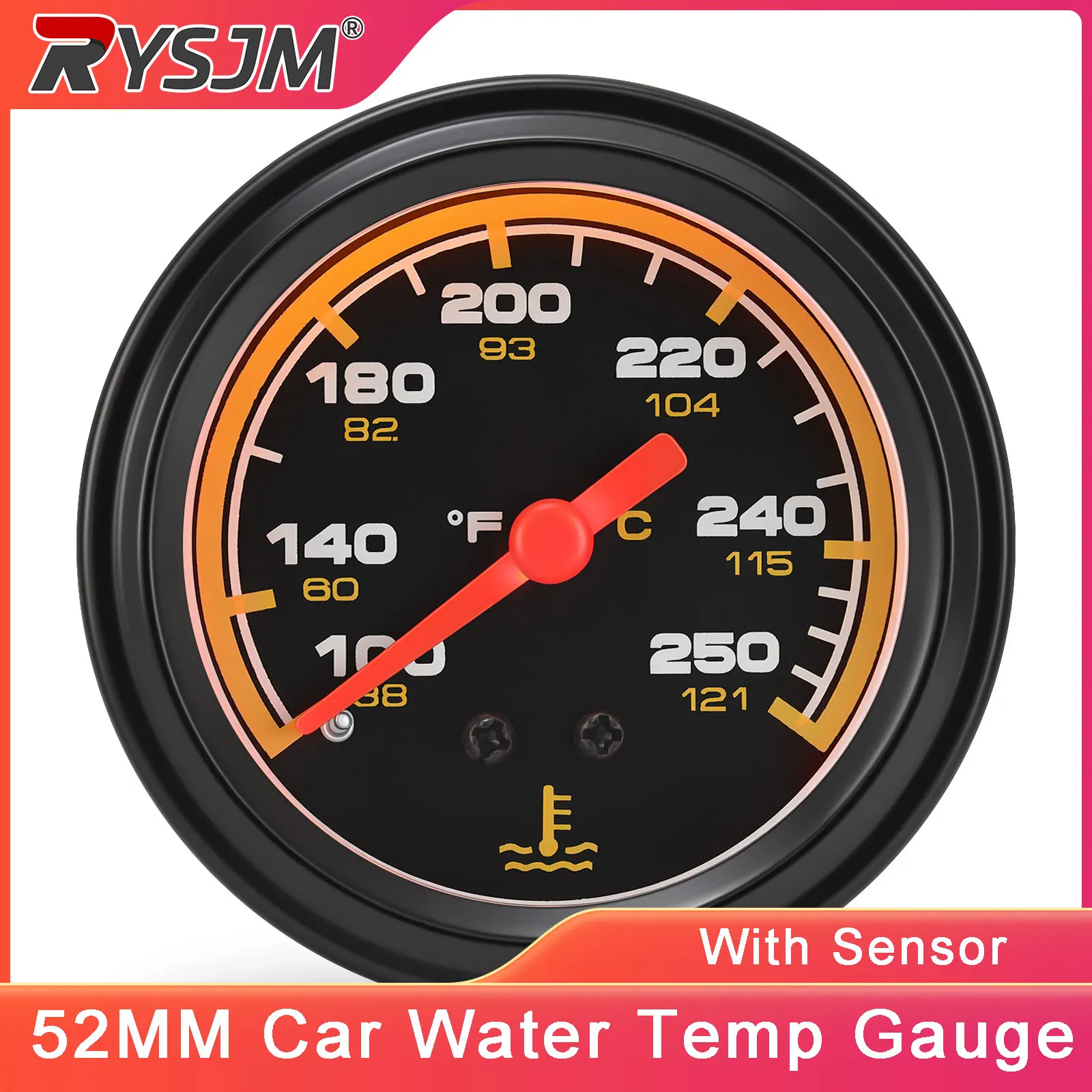 12V Car Water Temperature Gauge Black 2" 52MM Mechanical 38-121℃/100-250℉ Car Water Temp Gauge Meter With 21mm Water Temp Sensor
12V Car Water Temperature Gauge Black 2" 52MM Mechanical 38-121℃/100-250℉ Car Water Temp Gauge Meter With 21mm Water Temp Sensor