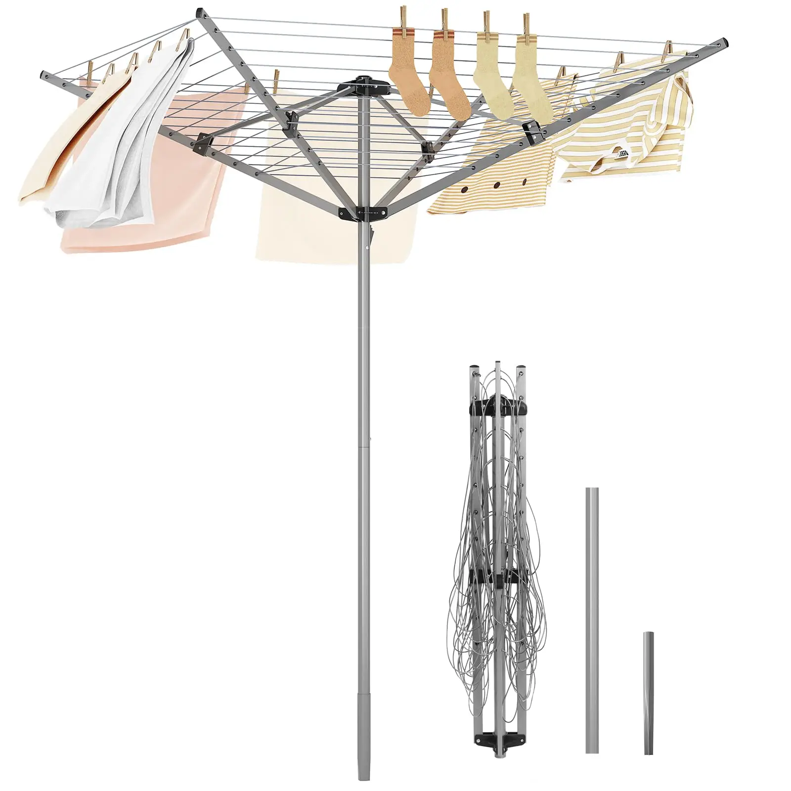 4-Arm Collapsible Outdoor Clothes Drying Rack With 12 Lines 131 Ft Space
4-Arm Collapsible Outdoor Clothes Drying Rack With 12 Lines 131 Ft Space