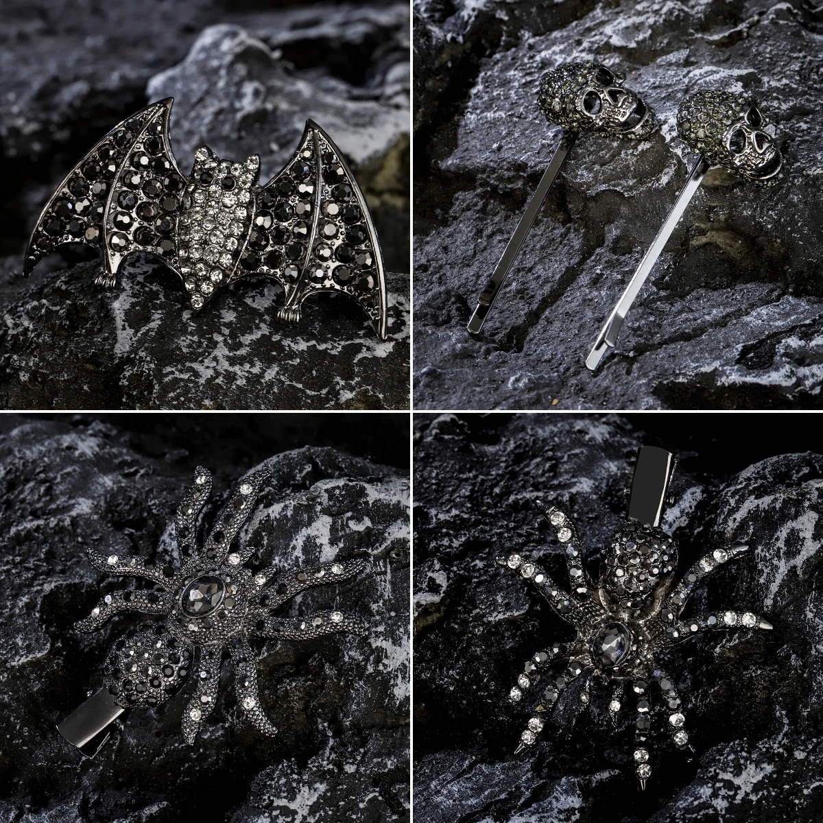 Dark Alloy Rhinestone Spider Skull Hair Pins Fashion Bangs Hair Clip Holiday Gifts for Girls Classic Jewelry Headpiece
Dark Alloy Rhinestone Spider Skull Hair Pins Fashion Bangs Hair Clip Holiday Gifts for Girls Classic Jewelry Headpiece