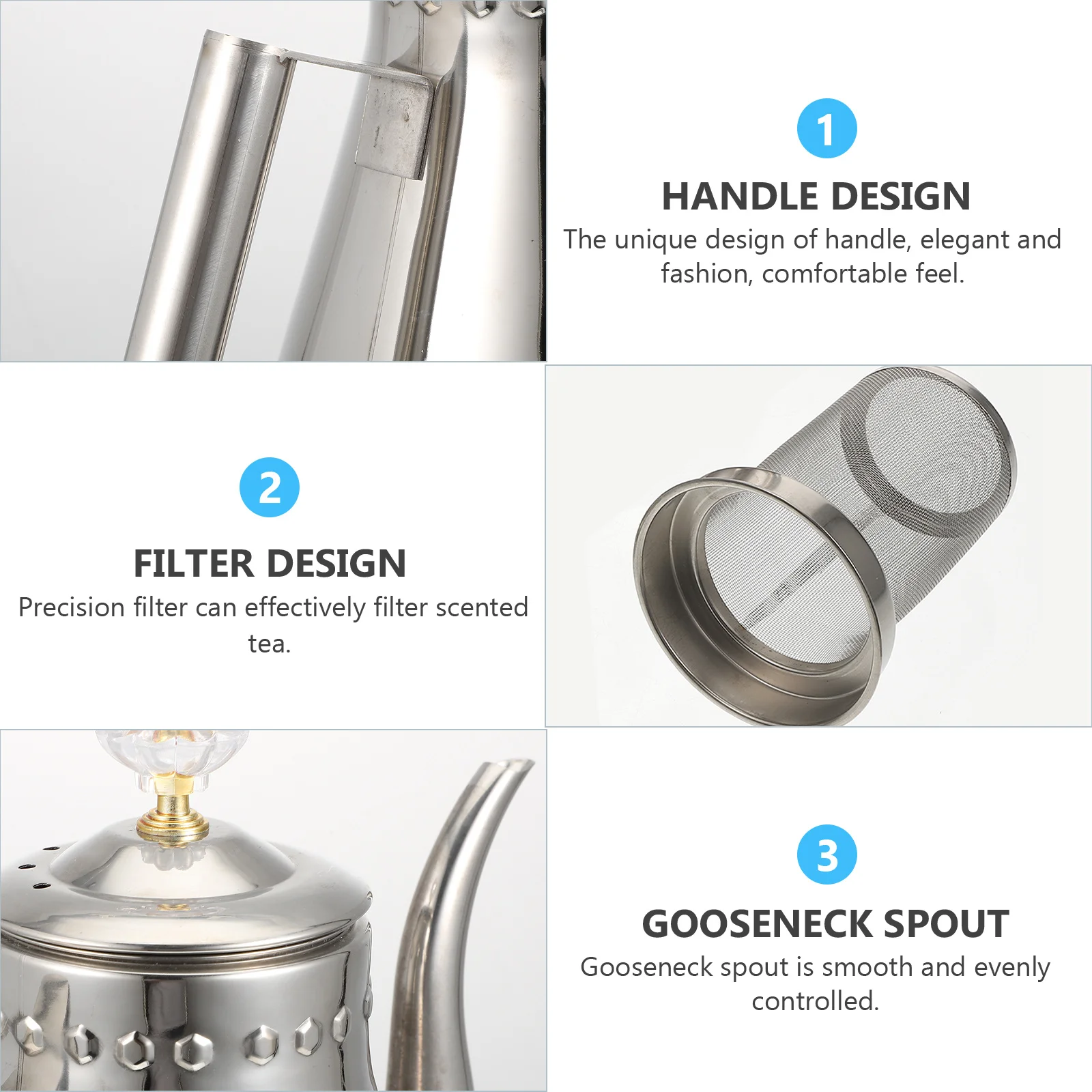 1Pcs Stainless Steel Tea Kettle Rust Proof Water Boiling Kettle Boiled Water Container Household Silver
1Pcs Stainless Steel Tea Kettle Rust Proof Water Boiling Kettle Boiled Water Container Household Silver