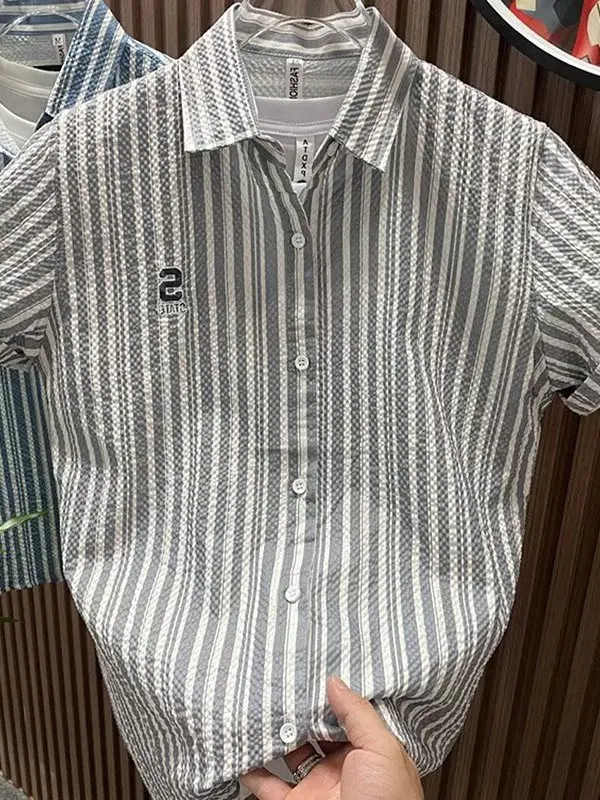 Ice Sensation Iron Free Bubble Cloth Striped irt Мужская ort Sve Summer Thin Sle Fre Trendy Brand irt 
Ice Sensation Iron Free Bubble Cloth Striped irt Мужская ort Sve Summer Thin Sle Fre Trendy Brand irt