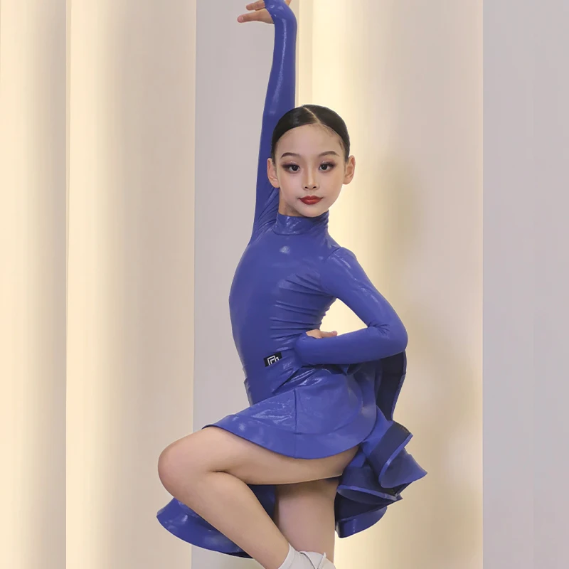 Girls Latin Dance Competition Clothing Glossy Fabric Long Sleeves Dance Dress Kids Cha Rumba Dance Practice Training Wear
Girls Latin Dance Competition Clothing Glossy Fabric Long Sleeves Dance Dress Kids Cha Rumba Dance Practice Training Wear