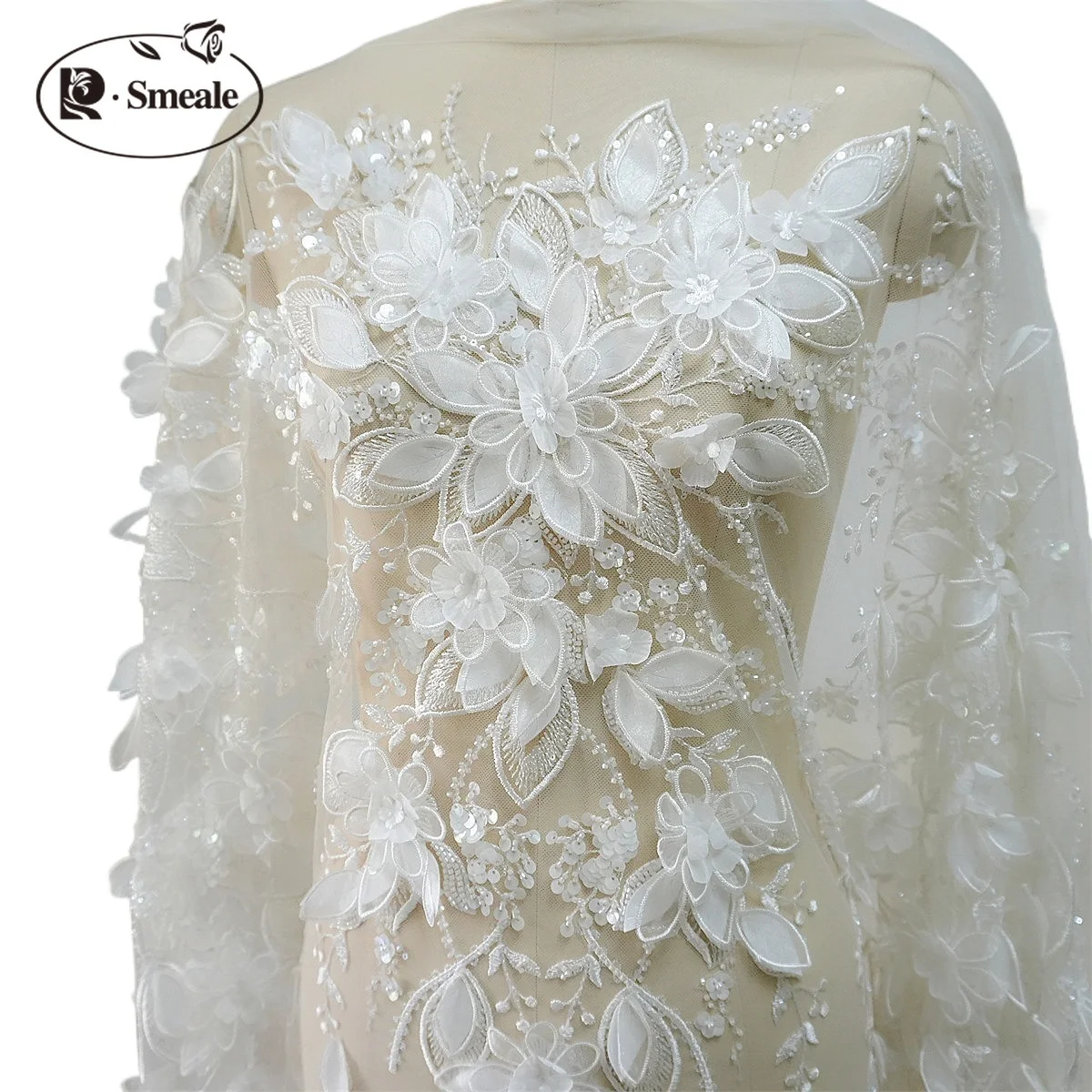 NEW 3D Flowers Hand Embroidered Beaded Sequins Lace Fabric. Veil. Luxurious Applique Wedding Dress
NEW 3D Flowers Hand Embroidered Beaded Sequins Lace Fabric. Veil. Luxurious Applique Wedding Dress