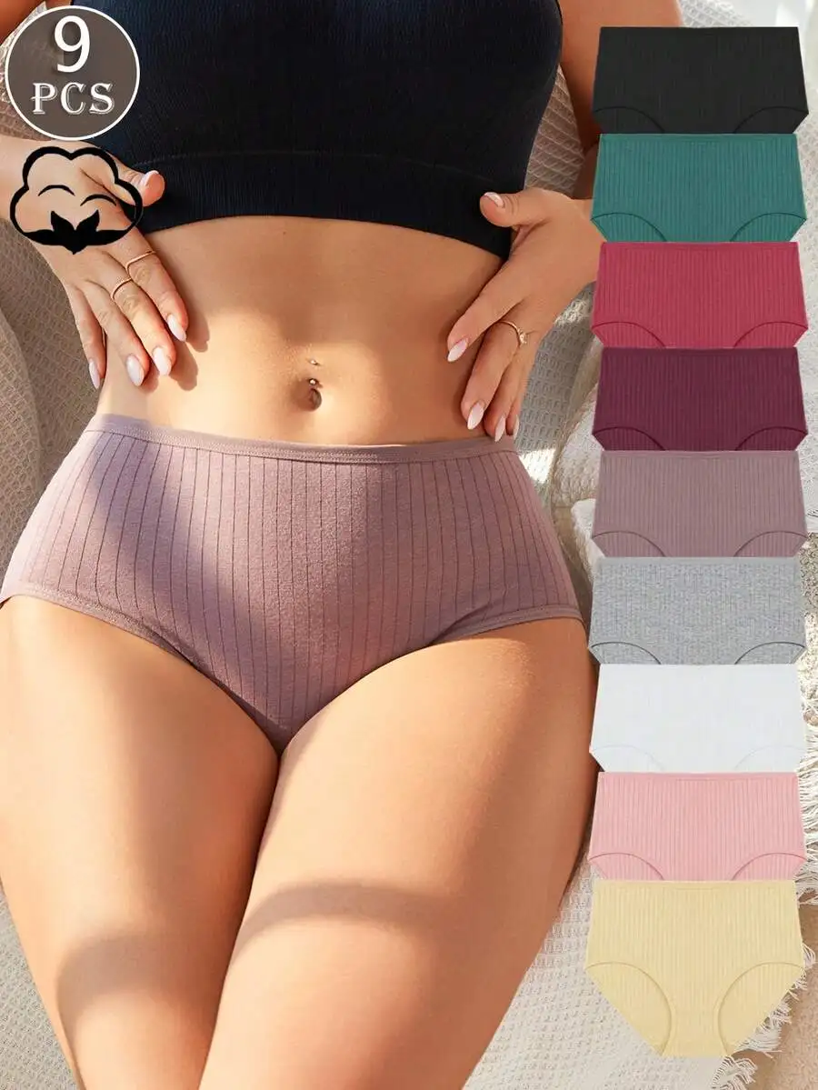 9PCS Womens Cotton Ribbed Mid-Rise Stretch Comfortable Breathable Briefs
9PCS Womens Cotton Ribbed Mid-Rise Stretch Comfortable Breathable Briefs