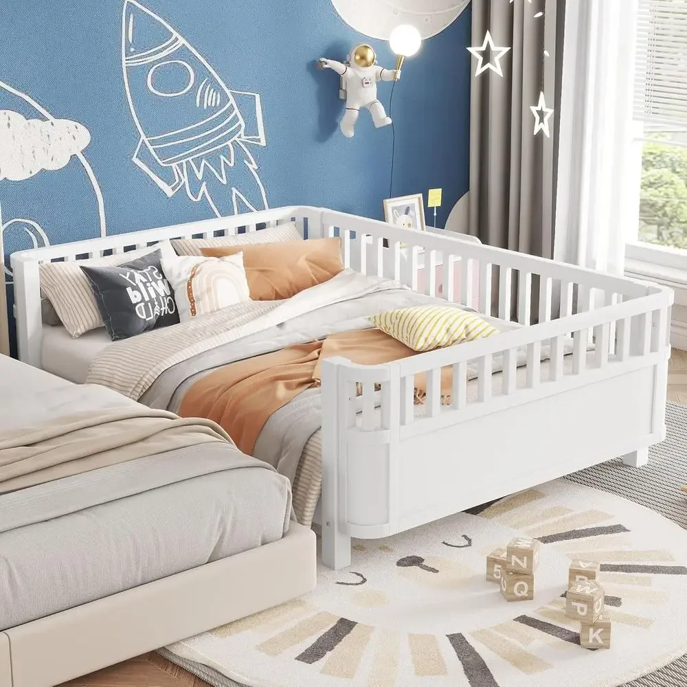 Full Size Kids Bed with Rails, Wooden Slat Support, Convertible Baby Daybed with Removable Side Rails for Boys and Girls, White
Full Size Kids Bed with Rails, Wooden Slat Support, Convertible Baby Daybed with Removable Side Rails for Boys and Girls, White