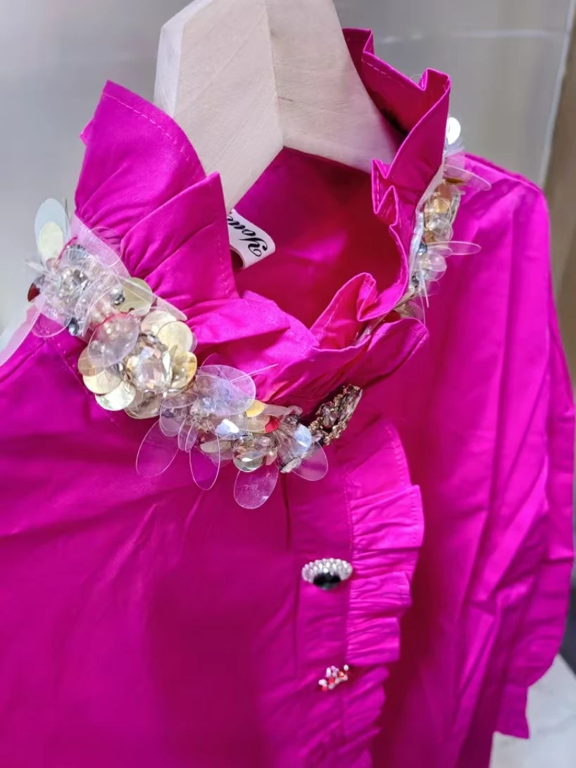 Pure Cotton Women's Shirt Korean Popular Clothes High Street Y2K Sequins Embroidery Shirts & Blouses 2025 Trend Woman Clothes
Pure Cotton Women's Shirt Korean Popular Clothes High Street Y2K Sequins Embroidery Shirts & Blouses 2025 Trend Woman Clothes