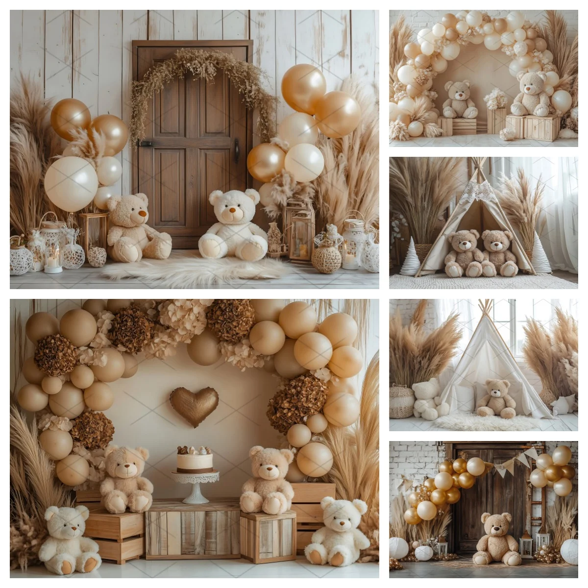 Boho Balloons Teddy Bear Background Photography Wooden Door Tent Newborn Cake Smash Kids Birthday Party Decor Photo Backdrop
Boho Balloons Teddy Bear Background Photography Wooden Door Tent Newborn Cake Smash Kids Birthday Party Decor Photo Backdrop