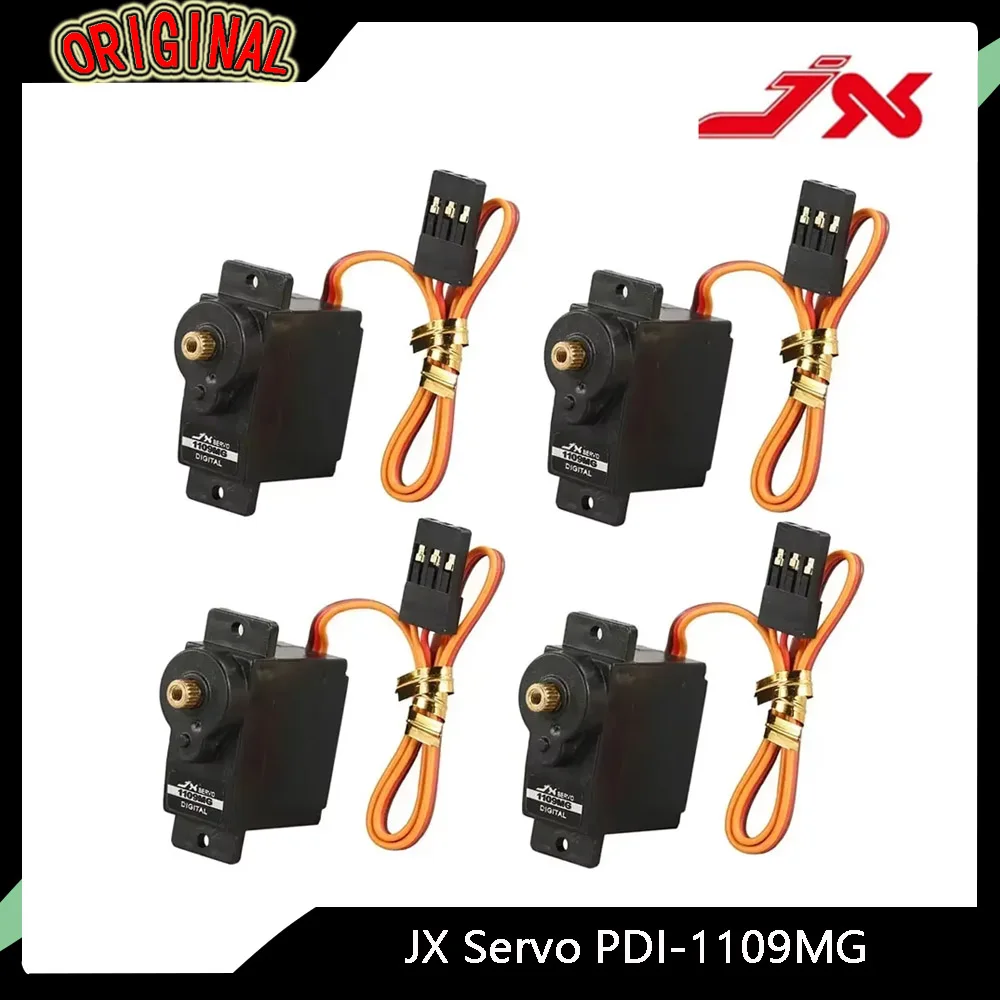 4PCS JX PDI-1109MG 9g 2.5kg Metal Gear Digital Mini Servo - High Torque for Fixed-wing/1/18 RC Car/Boat/Robot Arm/Helicopter 
4PCS JX PDI-1109MG 9g 2.5kg Metal Gear Digital Mini Servo - High Torque for Fixed-wing/1/18 RC Car/Boat/Robot Arm/Helicopter