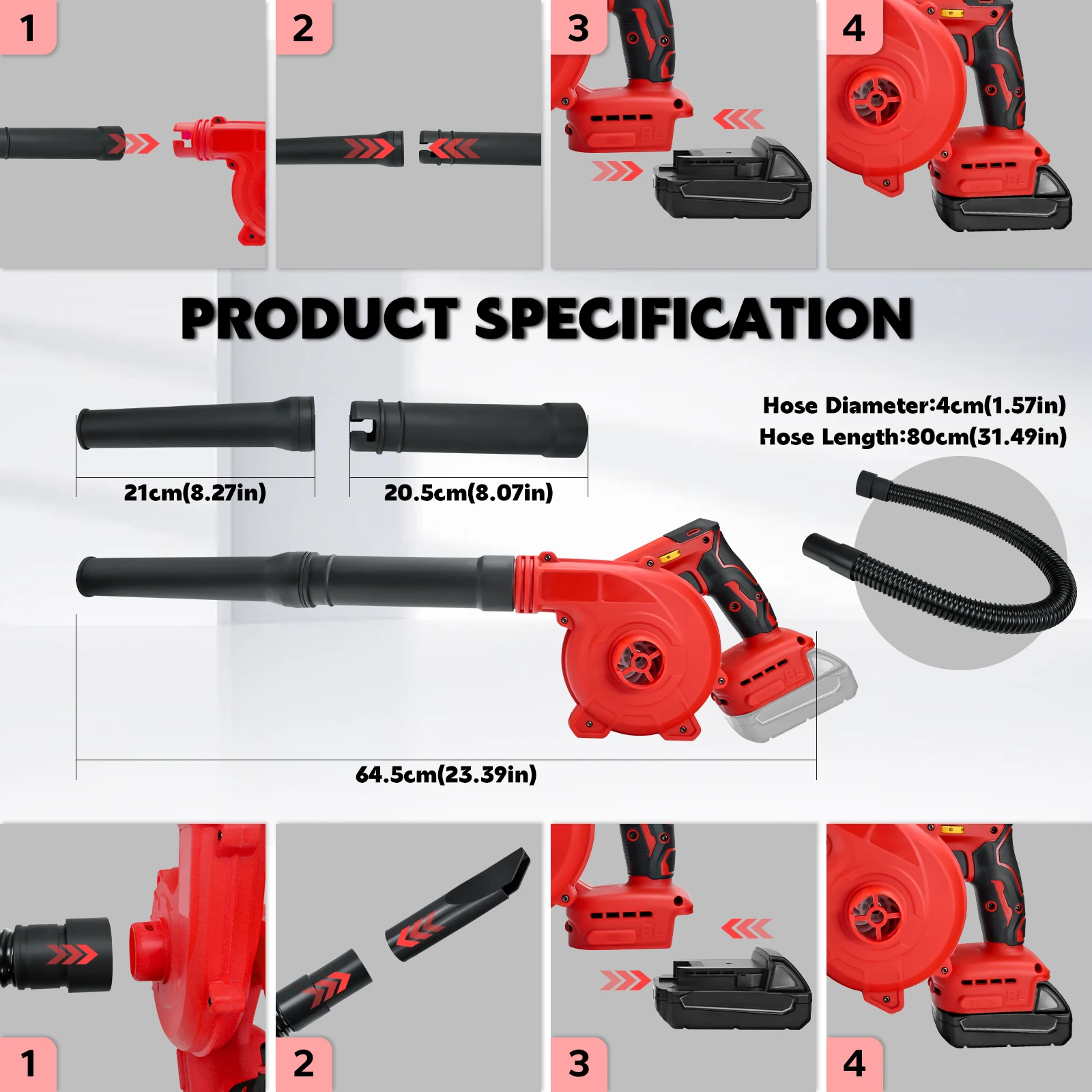 Cordless Leaf Blower Electric Brushless Air Blower 2-in-1 Handle And Vacuum Cleaner Function For Milwaukee 18V Battery Pin
Cordless Leaf Blower Electric Brushless Air Blower 2-in-1 Handle And Vacuum Cleaner Function For Milwaukee 18V Battery Pin