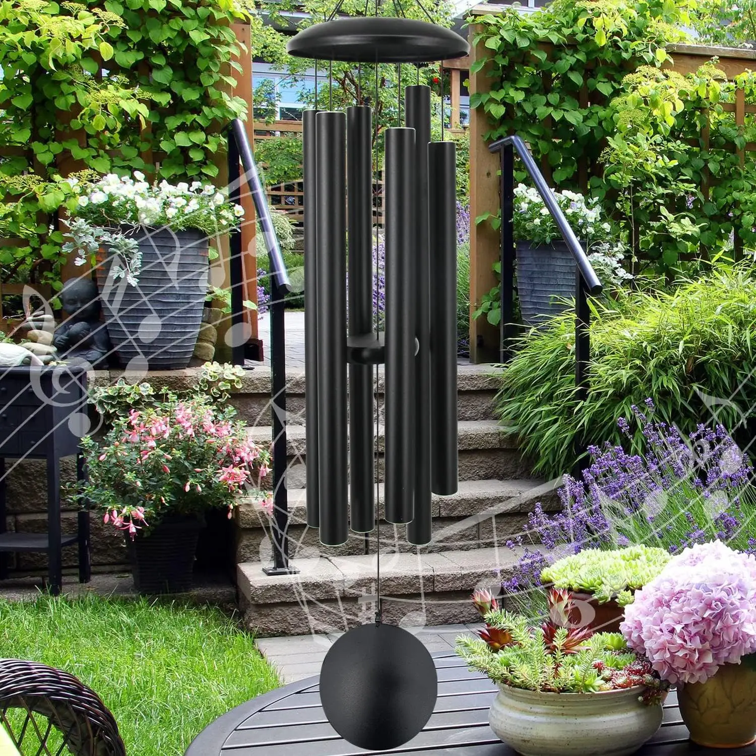 45 Inch Large Deep Tone Wind Chimes with 6 Heavy Tubes, Outdoor Garden Hanging Decor and Sympathy Gift in Black
45 Inch Large Deep Tone Wind Chimes with 6 Heavy Tubes, Outdoor Garden Hanging Decor and Sympathy Gift in Black