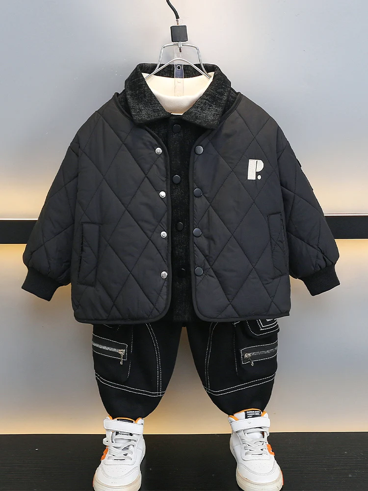 Thiened Fce Baby Boy Winter Outfit Two-Piece Set Children's irt Cotton Jaet Trendy Casual Sportswear for Teens
Thiened Fce Baby Boy Winter Outfit Two-Piece Set Children's irt Cotton Jaet Trendy Casual Sportswear for Teens
