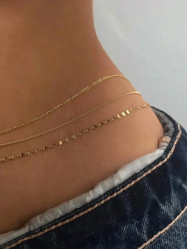 2D Flat, 3pcs of Retro 925 Silver, Flat Snake Chain Waist and Abdomen Chain - Adjustable Summer Beach Vacation Women's Body Jewelry, Suitable for Daily Wear
2D Flat, 3pcs of Retro 925 Silver, Flat Snake Chain Waist and Abdomen Chain - Adjustable Summer Beach Vacation Women's Body Jewelry, Suitable for Daily Wear