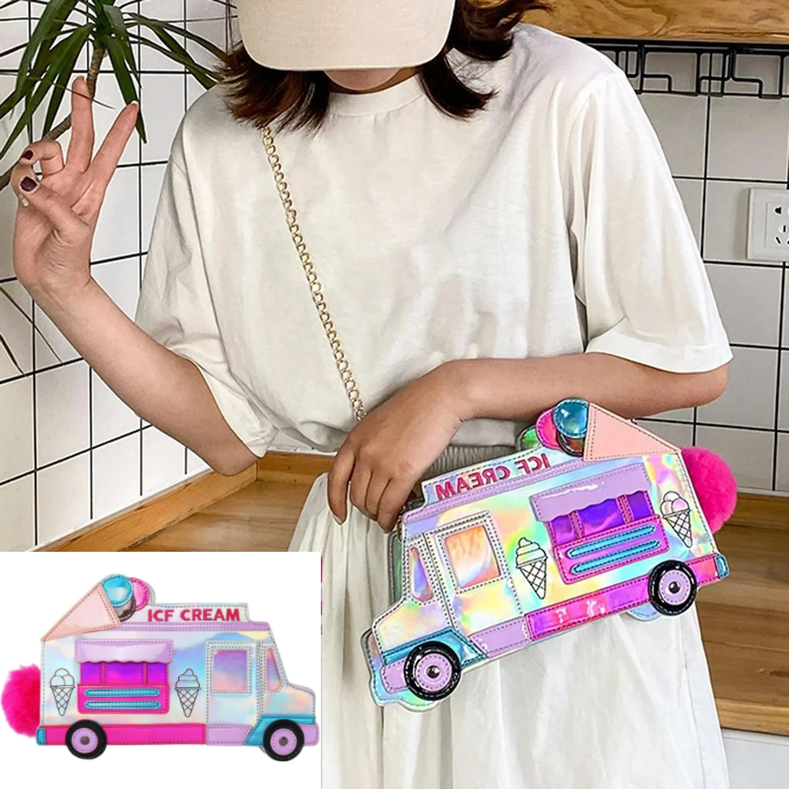 Забавные сумочки для женщин: необычная сумка-кроссбоди в форме такси, голографическая сумка-автобус в виде мороженого, лазерная голографическая сумка через плечо для девочек, подарок
Забавные сумочки для женщин: необычная сумка-кроссбоди в форме такси, голографическая сумка-автобус в виде мороженого, лазерная голографическая сумка через плечо для девочек, подарок